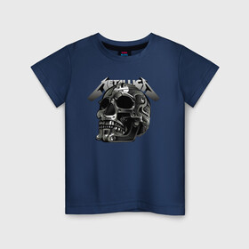 Детская футболка хлопок с принтом Metallica в Курске, 100% хлопок | круглый вырез горловины, полуприлегающий силуэт, длина до линии бедер | metal | metallica | music | skull | thrash metal | underground | музыка | трэш металл | череп