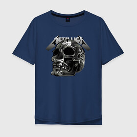 Мужская футболка хлопок Oversize с принтом Metallica в Курске, 100% хлопок | свободный крой, круглый ворот, “спинка” длиннее передней части | metal | metallica | music | skull | thrash metal | underground | музыка | трэш металл | череп
