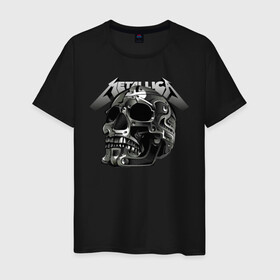 Мужская футболка хлопок с принтом Metallica в Курске, 100% хлопок | прямой крой, круглый вырез горловины, длина до линии бедер, слегка спущенное плечо. | metal | metallica | music | skull | thrash metal | underground | музыка | трэш металл | череп