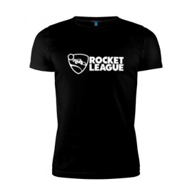 Мужская футболка премиум с принтом ROCKET LEAGUE в Курске, 92% хлопок, 8% лайкра | приталенный силуэт, круглый вырез ворота, длина до линии бедра, короткий рукав | Тематика изображения на принте: 