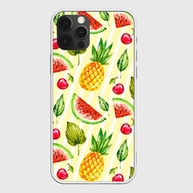 Чехол для iPhone 12 Pro Max с принтом Фрукты в Курске, Силикон |  | hot | ornament | pattern | summer | vacation | ананас | арбуз | вишня | жара | лето | лист | море | морская | орнамент | отдых | отпуск | паттерн | пляж | солнце | узор | фрукты