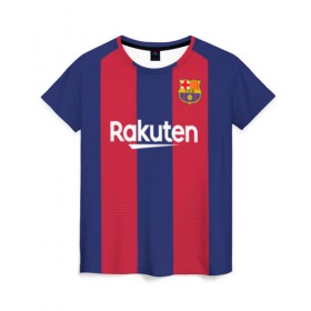 Женская футболка 3D с принтом Barcelona home v2 19-20 в Курске, 100% полиэфир ( синтетическое хлопкоподобное полотно) | прямой крой, круглый вырез горловины, длина до линии бедер | barcelona | champions league | lionel | messi | spain | барселона | испания | лига чемпионов | месси