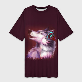 Платье-футболка 3D с принтом Волк в Курске,  |  | волк | животные | игры | музыка | наушники | собака | хаски