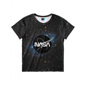 Детская футболка 3D с принтом NASA в Курске, 100% гипоаллергенный полиэфир | прямой крой, круглый вырез горловины, длина до линии бедер, чуть спущенное плечо, ткань немного тянется | Тематика изображения на принте: galaxy | nasa | nebula | space | star | абстракция | вселенная | галактика | звезда | звезды | космический | наса | планеты