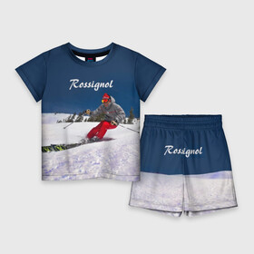 Детский костюм с шортами 3D с принтом Rossignol в Курске,  |  | france | movement | rossignol | snow | speed | вершина | горные лыжи | горы | движение | скорость | снег | франция