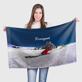 Флаг 3D с принтом Rossignol в Курске, 100% полиэстер | плотность ткани — 95 г/м2, размер — 67 х 109 см. Принт наносится с одной стороны | france | movement | rossignol | snow | speed | вершина | горные лыжи | горы | движение | скорость | снег | франция