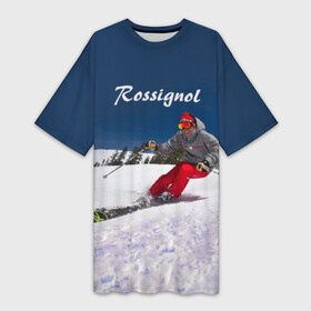 Платье-футболка 3D с принтом Rossignol в Курске,  |  | france | movement | rossignol | snow | speed | вершина | горные лыжи | горы | движение | скорость | снег | франция