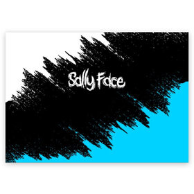 Поздравительная открытка с принтом SALLY FACE в Курске, 100% бумага | плотность бумаги 280 г/м2, матовая, на обратной стороне линовка и место для марки
 | face | game | horror | larry | sally | sally face | sanity s fall | брызги | игра | краски | ларри | мальчик с протезом | салли | салли фейс | ужасы