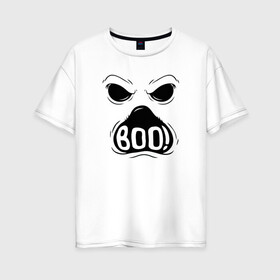 Женская футболка хлопок Oversize с принтом Бу в Курске, 100% хлопок | свободный крой, круглый ворот, спущенный рукав, длина до линии бедер
 | монстр