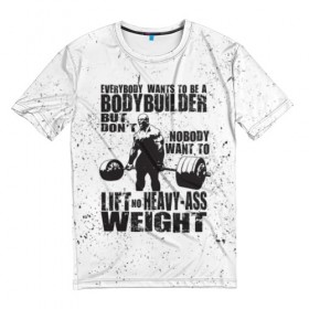Мужская футболка 3D с принтом Bodybuilding в Курске, 100% полиэфир | прямой крой, круглый вырез горловины, длина до линии бедер | 