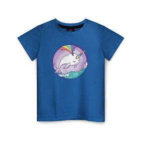 Детская футболка хлопок с принтом Нарвал в Курске, 100% хлопок | круглый вырез горловины, полуприлегающий силуэт, длина до линии бедер | Тематика изображения на принте: narwhal | единорог | летние | лето | море | нарвал | радуга | рыба | рыбы