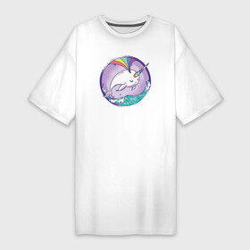 Платье-футболка хлопок с принтом Нарвал единорог в Курске,  |  | narwhal | единорог | летние | лето | море | нарвал | радуга | рыба | рыбы