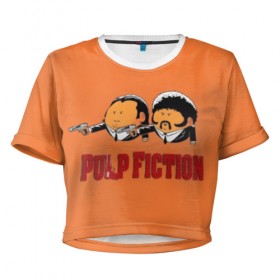 Женская футболка Cropp-top с принтом Pulp Fiction - Art 2 в Курске, 100% полиэстер | круглая горловина, длина футболки до линии талии, рукава с отворотами | art | film | movie | pulp fiction | tarantino | кино | криминальное чтиво | приколы | тарантино | фильмы