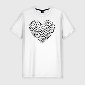 Мужская футболка премиум с принтом Собаковое сердце. в Курске, 92% хлопок, 8% лайкра | приталенный силуэт, круглый вырез ворота, длина до линии бедра, короткий рукав | животные | любовь | милые | прикольная | прикольный | сердечки | сердце | собаки | собачки