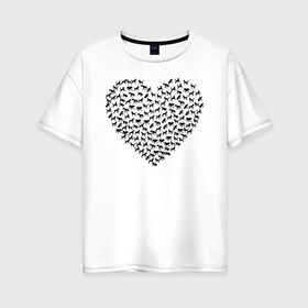 Женская футболка хлопок Oversize с принтом Собаковое сердце в Курске, 100% хлопок | свободный крой, круглый ворот, спущенный рукав, длина до линии бедер
 | животные | любовь | милые | прикольная | прикольный | сердечки | сердце | собаки | собачки