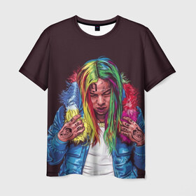 Мужская футболка 3D с принтом Color в Курске, 100% полиэфир | прямой крой, круглый вырез горловины, длина до линии бедер | 6ix9ine | bebe | daniel hernandez | rap | stoopid | tekashi | рэп | сикснайн | текаши