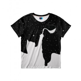 Детская футболка 3D с принтом Космический Кот в Курске, 100% гипоаллергенный полиэфир | прямой крой, круглый вырез горловины, длина до линии бедер, чуть спущенное плечо, ткань немного тянется | cat | galaxy | paints | space | star | stars | галактика | галактический | звезда | звезды | картинки | космос | кот | котенок | котята | кошка | кошки | краски | мода | молоко | планета | планеты