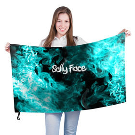 Флаг 3D с принтом SALLY FACE в Курске, 100% полиэстер | плотность ткани — 95 г/м2, размер — 67 х 109 см. Принт наносится с одной стороны | face | fire | flame | game | horror | larry | sally | sally face | sanity s fall | игра | ларри | мальчик с протезом | огонь | салли | салли фейс | ужасы