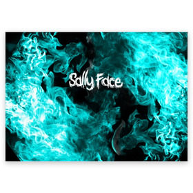 Поздравительная открытка с принтом SALLY FACE в Курске, 100% бумага | плотность бумаги 280 г/м2, матовая, на обратной стороне линовка и место для марки
 | face | fire | flame | game | horror | larry | sally | sally face | sanity s fall | игра | ларри | мальчик с протезом | огонь | салли | салли фейс | ужасы