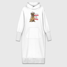 Платье удлиненное хлопок с принтом Медсестра, которая любит Pugs в Курске,  |  | nurse | pug | pugs | медицина | медсестра | мопс | мопсы | собака | собаки