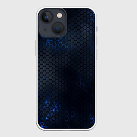 Чехол для iPhone 13 mini с принтом СТАЛЬНАЯ БРОНЯ | STEEL ARMOUR в Курске,  |  | abstraction | cyber | cyberpunk | future | geometry | hexagon | neon | techno | texture | абстракция | броня | геометрия | кибер | краски | неон | неоновый | сетка | соты | стальная броня | текстура | шестигранники