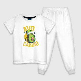 Детская пижама хлопок с принтом Авокардио в Курске, 100% хлопок |  брюки и футболка прямого кроя, без карманов, на брюках мягкая резинка на поясе и по низу штанин
 | авокадо | авокардио | атлетика | бег | бегун | игра слов | кардио | надписи | надпись | фитнес