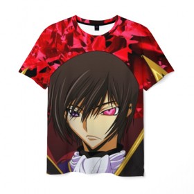 Мужская футболка 3D с принтом Code Geass (Лелуш Ламперуж). в Курске, 100% полиэфир | прямой крой, круглый вырез горловины, длина до линии бедер | абстракция | аниме | код гиас | лелуш британский | лелуш ламберг | лелуш ламперуж | текстура