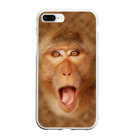 Чехол для iPhone 7Plus/8 Plus матовый с принтом Обезьяна в Курске, Силикон | Область печати: задняя сторона чехла, без боковых панелей | голова | животные | мартышка | мордочка | обезьяна | открытый | прикол | природа | рот | юмор