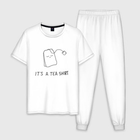 Мужская пижама хлопок с принтом TEA SHIRT в Курске, 100% хлопок | брюки и футболка прямого кроя, без карманов, на брюках мягкая резинка на поясе и по низу штанин
 | beauty | cute | funny | handsome | tea | teabag | милота | пакетик