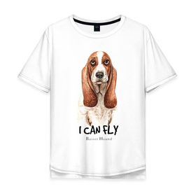 Мужская футболка хлопок Oversize с принтом Бассет-хаунд в Курске, 100% хлопок | свободный крой, круглый ворот, “спинка” длиннее передней части | Тематика изображения на принте: dog | бассет | бассет хаунд | собака | собаки | хаунд