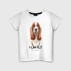 Детская футболка хлопок с принтом Бассет-хаунд в Курске, 100% хлопок | круглый вырез горловины, полуприлегающий силуэт, длина до линии бедер | dog | бассет | бассет хаунд | собака | собаки | хаунд