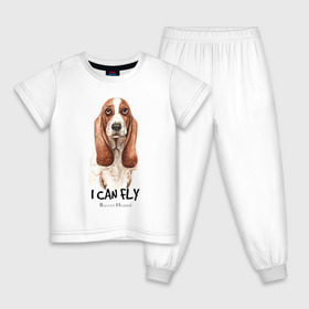 Детская пижама хлопок с принтом Бассет-хаунд в Курске, 100% хлопок |  брюки и футболка прямого кроя, без карманов, на брюках мягкая резинка на поясе и по низу штанин
 | Тематика изображения на принте: dog | бассет | бассет хаунд | собака | собаки | хаунд