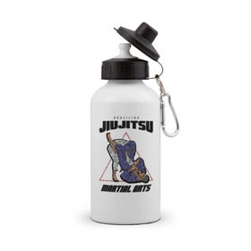 Бутылка спортивная с принтом Джиу-джитсу в Курске, металл | емкость — 500 мл, в комплекте две пластиковые крышки и карабин для крепления | jiu jitsu | джиу джитсу | джиу джицу
