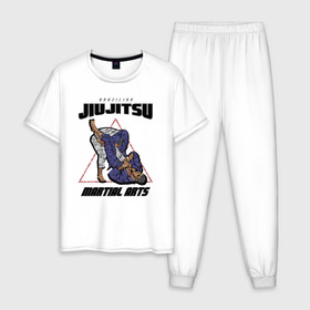 Мужская пижама хлопок с принтом Джиу-джитсу в Курске, 100% хлопок | брюки и футболка прямого кроя, без карманов, на брюках мягкая резинка на поясе и по низу штанин
 | jiu jitsu | джиу джитсу | джиу джицу