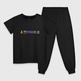 Детская пижама хлопок с принтом astroworld в Курске, 100% хлопок |  брюки и футболка прямого кроя, без карманов, на брюках мягкая резинка на поясе и по низу штанин
 | astroworld | astroworld merch | astroworld travis | merch | travis scott | travis scott astroworld | альбом astroworld | дженнер трэвис скотт | трэвис скотт