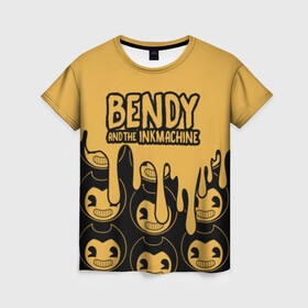 Женская футболка 3D с принтом Bendy And The Ink Machine (36) в Курске, 100% полиэфир ( синтетическое хлопкоподобное полотно) | прямой крой, круглый вырез горловины, длина до линии бедер | bendy | bendy and the ink machine | devil | game | horror | ink | mask | бенди | бенди и чернильная машина | краска | чернила