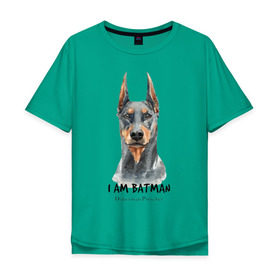 Мужская футболка хлопок Oversize с принтом Доберман в Курске, 100% хлопок | свободный крой, круглый ворот, “спинка” длиннее передней части | doberman | доберман | пинчер | собака | собаки