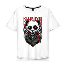 Мужская футболка хлопок Oversize с принтом Панда Киллер в Курске, 100% хлопок | свободный крой, круглый ворот, “спинка” длиннее передней части | killer | panda | бандит | гангстер | мафия | панда | панды