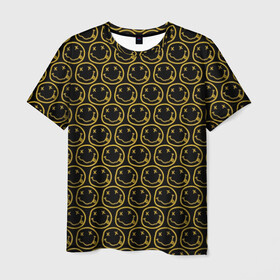 Мужская футболка 3D с принтом NIRVANA в Курске, 100% полиэфир | прямой крой, круглый вырез горловины, длина до линии бедер | Тематика изображения на принте: music | nirvana | rip smile | rock | smile | группа | курт кобейн | музыка | нирвана | рок | смайл