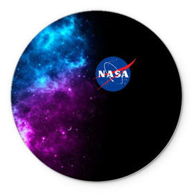 Коврик для мышки круглый с принтом NASA (SPACE) 4.2 в Курске, резина и полиэстер | круглая форма, изображение наносится на всю лицевую часть | Тематика изображения на принте: nasa | paint | space | звезды | космос | краска | наса | черная дыра