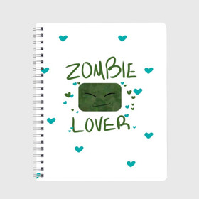 Тетрадь с принтом Zombie Lover в Курске, 100% бумага | 48 листов, плотность листов — 60 г/м2, плотность картонной обложки — 250 г/м2. Листы скреплены сбоку удобной пружинной спиралью. Уголки страниц и обложки скругленные. Цвет линий — светло-серый
 | funny | mine | minecraft | mods | noob | pro | skins | story | vs | zombie | инди | конструктор | майнкрафт | моды | нуб | скин | скрипер | шахта