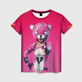 Женская футболка 3D с принтом Only You! в Курске, 100% полиэфир ( синтетическое хлопкоподобное полотно) | прямой крой, круглый вырез горловины, длина до линии бедер | battle royale | bear | fortnite | pink | батл роял | медведь | розовый | фортнайт | фурри