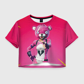 Женская футболка Crop-top 3D с принтом Only You! в Курске, 100% полиэстер | круглая горловина, длина футболки до линии талии, рукава с отворотами | battle royale | bear | fortnite | pink | батл роял | медведь | розовый | фортнайт | фурри