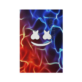 Обложка для паспорта матовая кожа с принтом Marshmello Thunder в Курске, натуральная матовая кожа | размер 19,3 х 13,7 см; прозрачные пластиковые крепления | Тематика изображения на принте: christopher comstock | dj | marshmello | music | диджей | клубная музыка | клубняк | крис комсток | логотип | маршмеллоу | музыка