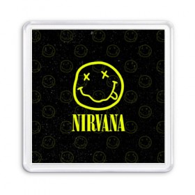 Магнит 55*55 с принтом Nirvana 1 в Курске, Пластик | Размер: 65*65 мм; Размер печати: 55*55 мм | cobain | kurt | kurt cobain | nirvana | rock | smile | гитара | кобейн | курт | курт кобейн | нирвана | рок
