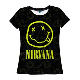 Женская футболка 3D с принтом Nirvana 1 в Курске, 100% полиэфир ( синтетическое хлопкоподобное полотно) | прямой крой, круглый вырез горловины, длина до линии бедер | cobain | kurt | kurt cobain | nirvana | rock | smile | гитара | кобейн | курт | курт кобейн | нирвана | рок