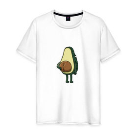 Мужская футболка хлопок с принтом Авокадо в Курске, 100% хлопок | прямой крой, круглый вырез горловины, длина до линии бедер, слегка спущенное плечо. | авокадо | фрукт