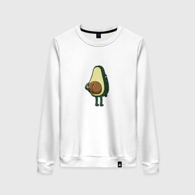 Женский свитшот хлопок с принтом Авокадо в Курске, 100% хлопок | прямой крой, круглый вырез, на манжетах и по низу широкая трикотажная резинка  | авокадо | фрукт