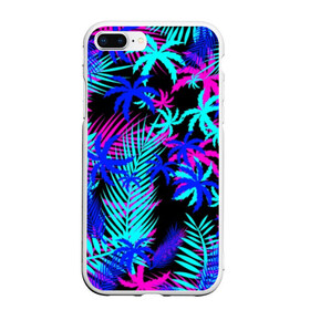 Чехол для iPhone 7Plus/8 Plus матовый с принтом НЕОНОВЫЕ ТРОПИКИ TROPICAL NEON в Курске, Силикон | Область печати: задняя сторона чехла, без боковых панелей | hotline miami | neon | new retro wave | outrun | outrun electro | paints | palmen | rainbow | retro | retrowave | summer | synth | synthwave | tropical | брызги | брызги красок | звёзды | космос | краски | лето | неон | пальмы | радуга | 