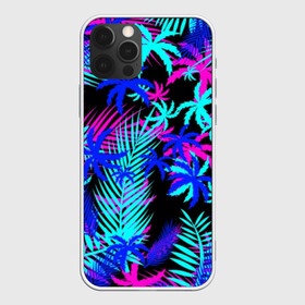 Чехол для iPhone 12 Pro с принтом НЕОНОВЫЕ ТРОПИКИ / TROPICAL NEON в Курске, силикон | область печати: задняя сторона чехла, без боковых панелей | hotline miami | neon | new retro wave | outrun | outrun electro | paints | palmen | rainbow | retro | retrowave | summer | synth | synthwave | tropical | брызги | брызги красок | звёзды | космос | краски | лето | неон | пальмы | радуга | 